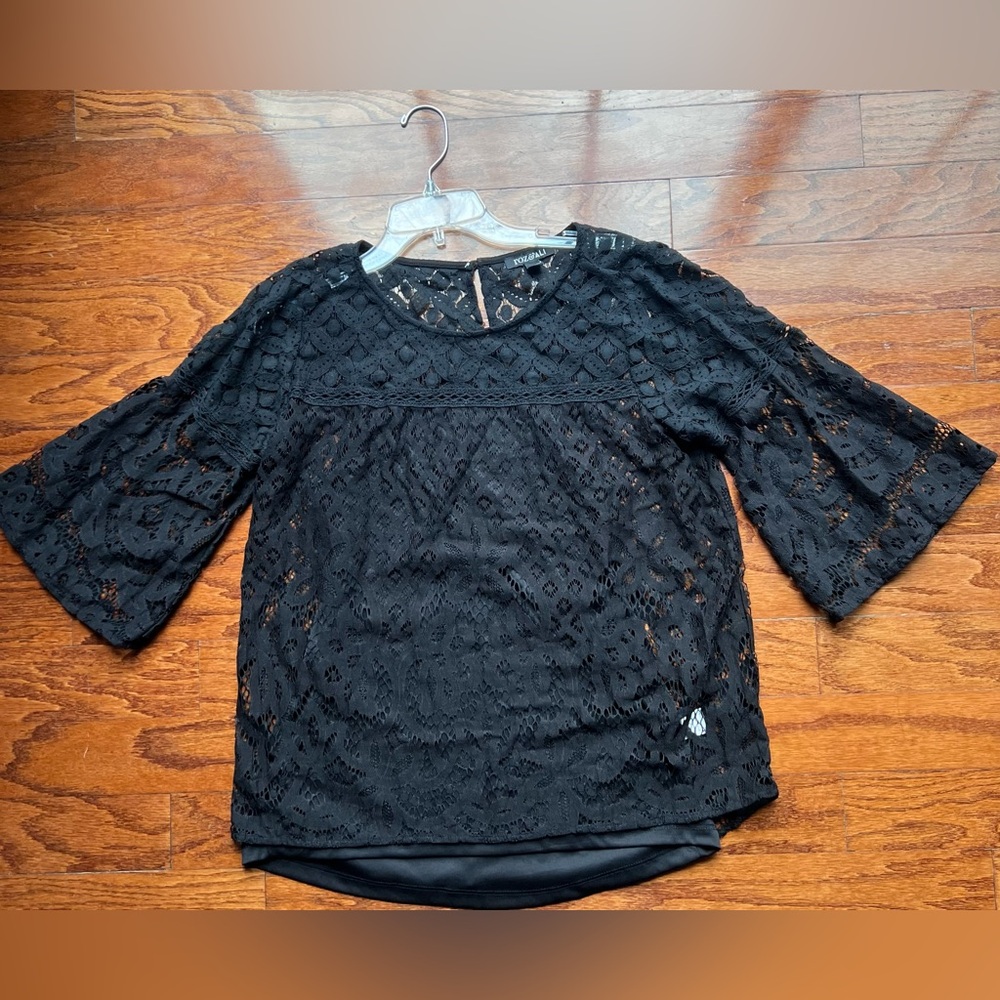 Ami Black Lace Blouse Size M - Picture 3 of 6